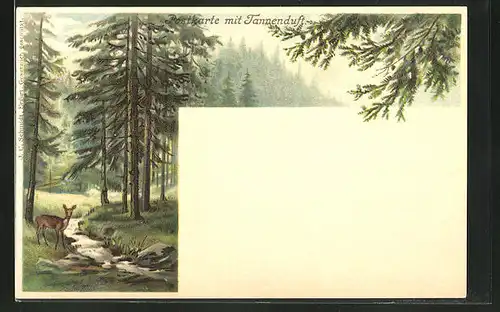 Duft-AK Reh im Tannenwald, mit Duft
