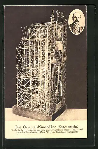 AK Original Kunstuhr aus Strohhalmen von Otto Wegener Strasburg