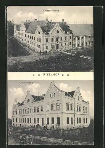 AK Nettingsdorf, Ansichten von Ackerbauschule und Obstbauschule