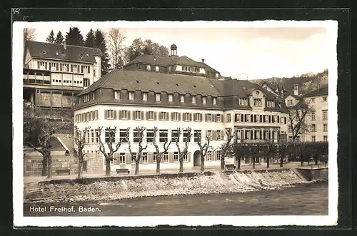 AK Baden, Blick zum Hotel Freihof