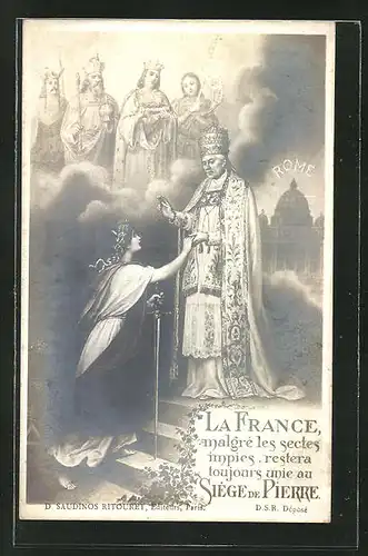 AK "La France malgré les sectes...", Papst Pius X.