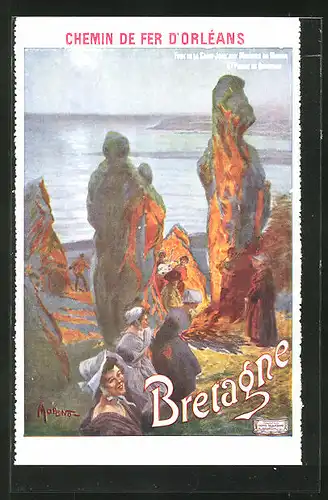 Künstler-AK Tourismus-Werbung der Chemin de Fer d'Orléans für Reisen in die Bretagne