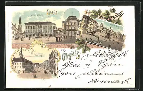 Lithographie Olmütz, Franz Josefplatz, Nieder-Ring, Oberring
