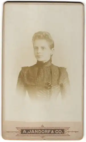 Fotografie A. Jandorf & Co., Berlin, Portrait junge Dame mit zusammengebundenem Haar