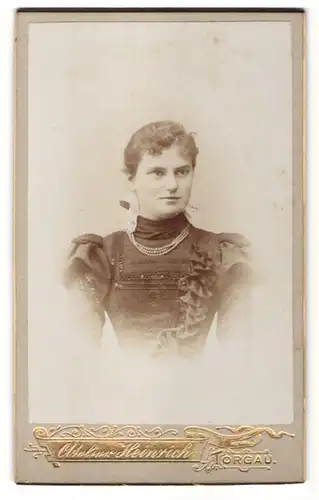 Fotografie Atelier Heinrich, Torgau, Portrait junge Dame mit zusammengebundenem Haar
