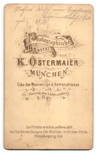 Fotografie K. Ostermaier, München, Portrait Herr mit Backenbart