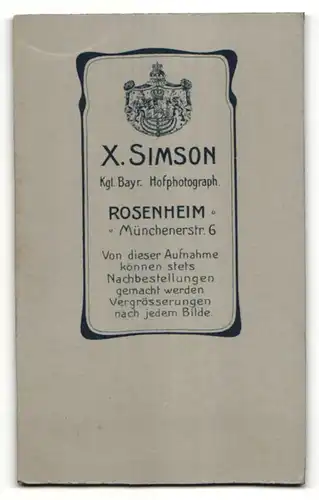 Fotografie X. Simson, Rosenheim, Portrait Soldat in Uniform mit Bajonett