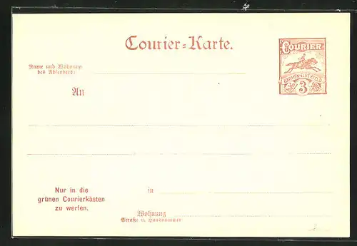 AK Karte der Private Stadtpost "Courier - Barmen-Elberfeld"