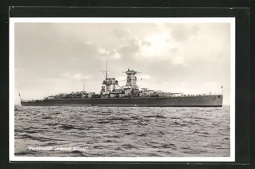 AK Panzerschiff Admiral Scheer auf hoher See