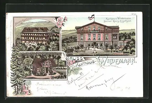 Lithographie Wildemann, Kurhaus Wildemann, Bes. Georg Engelhardt, Neues Kurhaus, Villa Marie