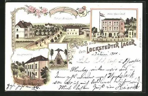 Lithographie Lockstedter Lager, Hotel Kaiserhof, Totale & Hauptwache