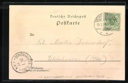 Lithographie Wernigerode, Gasthaus zur Harburg, Blick vom Armeleuteberg, Bismarck-Denkmal