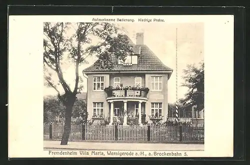 AK Wernigerode a/H, Fremdenheim Villa Marta