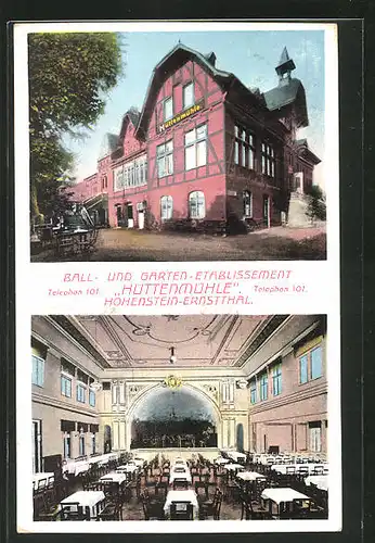 AK Hohenstein-Ernstthal, Gasthaus Hüttenmühle mit Ballsaal