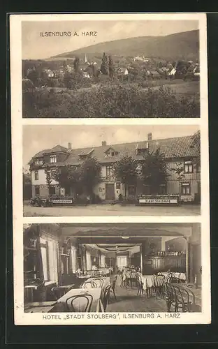 AK Ilsenburg a. Harz, Ortsansicht, Hotel & Restaurant Stadt Stolberg, Innenansicht