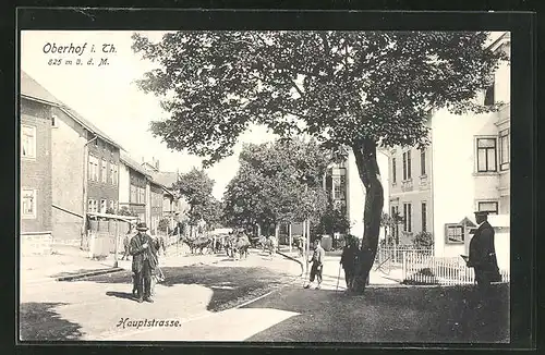 AK Oberhof i. Th., Hausptstrasse mit Bäumen