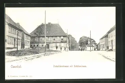 AK Clausthal, Teilansicht Osteröderstrasse mit Schützenhaus