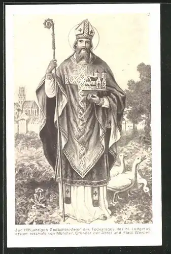 AK Werden, hl. Ludgerus, Zur 1125 jährigen Gedächtnisfeier des Todestages des hl.Ludgerus, ersten Bischofs von Münster