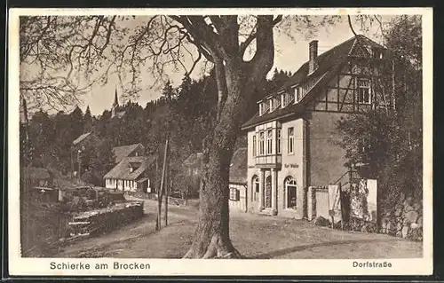 AK Schierke / Brocken, Kirchbergstrasse mit Cafe Winkler