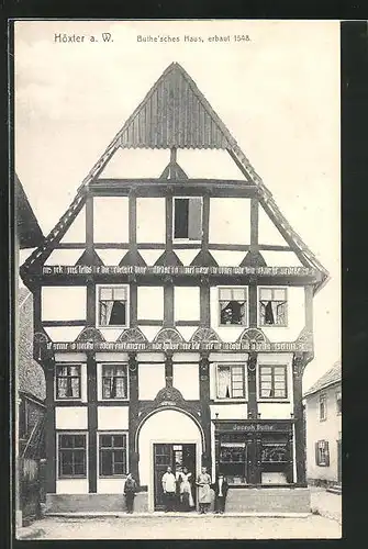 AK Höxter a. W., Buthe'sches Haus mit Geschäft von Joseph Buthe, erbaut 1548