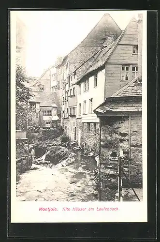 AK Montjoie, Ortsansicht auf alte Häuser am Laufenbach