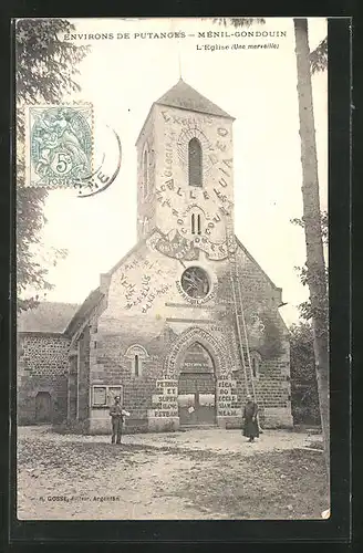 AK Menil-Gondouin, Blick auf die Facade der Kirche