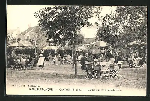 AK Cloyes, Hotel Saint-Jacques, Jardin sur les bords du Loir