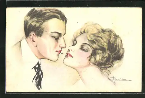 Künstler-AK Adolfo Busi: Elegantes Paar beim Kuss