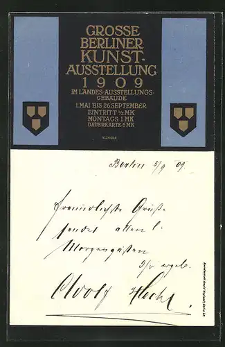 Künstler-AK Max Klinger: Berlin, Grosse Kunst-Ausstellung 1909, Wappen