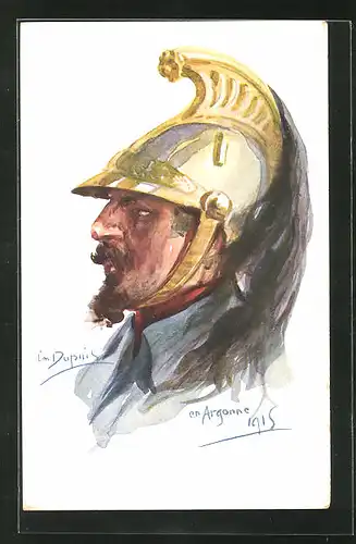 Künstler-AK Em. Dupuis: Argonne, Krieger mit Helm 1915