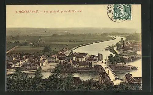 AK Montereau, Vue generale prise de Surville