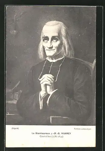 AK Le Bienheureux J.-M.-B. Vianney, Curé d`Ars, Halbportrait im Gebet