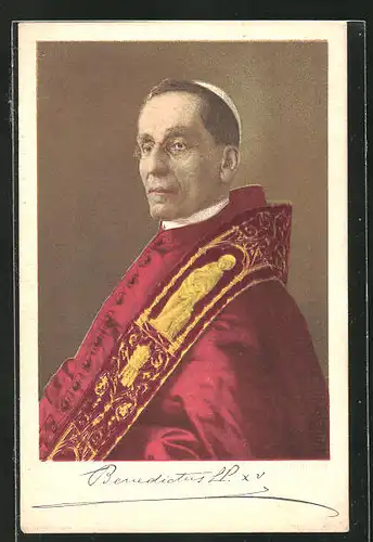 AK Papst Benedikt XV., Friedenspapst, Halbportrait