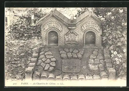 AK Paris, Cimetière des Chiens, Grabstätten auf dem Hunde-Friedhof
