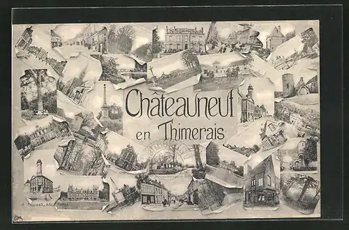 AK Chateauneuf en Thimerais, Strassenpartien mit Gebäudeansichten