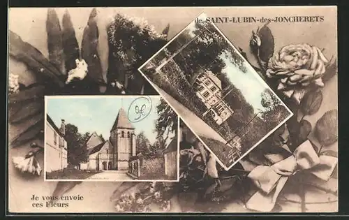 AK Saint-Lubin-des-Joncherets, Villa und Kirche