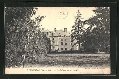 AK Oysonville, Le chateau, vu des Jardins