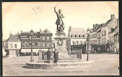 AK Nogent-le-Rotrou, La Statue du General de Saint-Pol