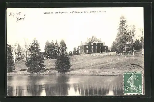 AK Authon-du-Perche, Chateau de la Goguerie et l`Etang