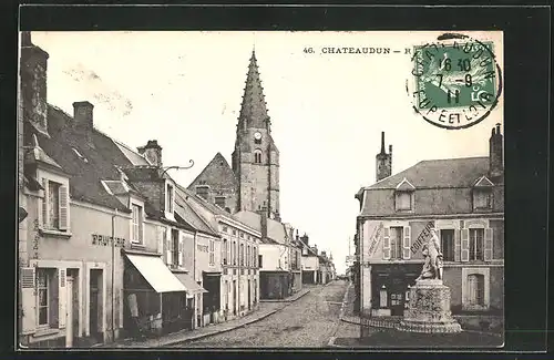 AK Chateaudun, Strassenpartie im Ort