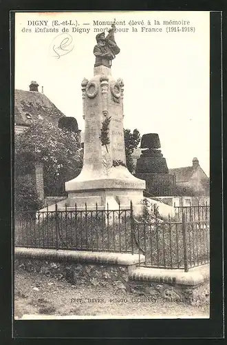 AK Digny, Monument eleve a la memoire des Enfants de Digny morts pur la France 1914-1918