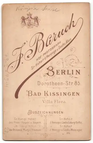 Fotografie J. Baruch, Berlin, Portrait Königin Luise von Preussen, Portrait mit Hermelin