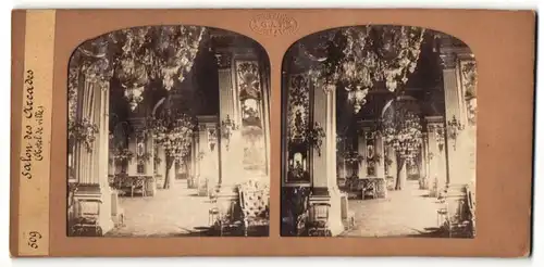 Stereo-Fotografie G. A. F., Paris, Ansicht Paris, Hotel de ville, Salon des Arcades, Halt gegen das Licht