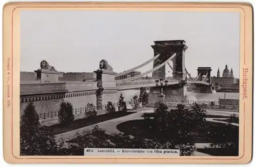 Fotografie Stengel & Co., Dresden, Ansicht Budapest, Kettenbrücke von Ofen gesehen