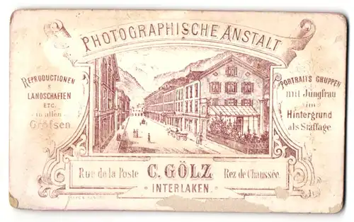 Fotografie C. Gölz, Interlaken, rückseitige Ansicht Interlaken, Rue de la Poste, vorderseitig Ansicht Wasserfall