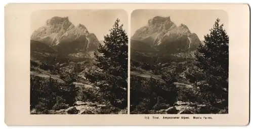 Stereo-Fotografie Fotograf unbekannt, Ansicht St. Vito / Tirol, Monte Pelmo in den Ampezzaner Alpen