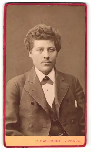 Fotografie E. Dahlberg, Upsala, Portrait Mann mit Locken im Anzug