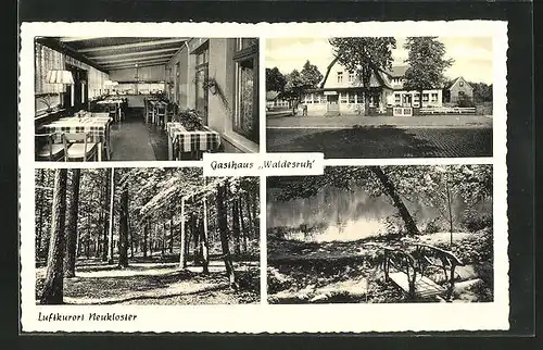 AK Neukloster, Gasthaus Waldesruh, Innenansicht Gastraum, Waldpartien