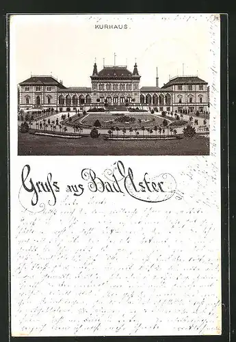 Vorläufer-Lithographie Bad Elster, 1894, Blick auf das Kurhaus