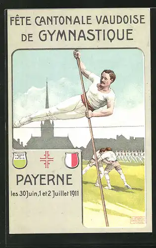 AK Payerne, Kantonales Turnfest 1911, Athlet beim Stabhochsprung